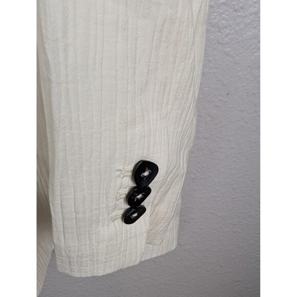 Zara Blazer Womens Large Textured Crinkle‎ Button Front Jacket Broken Button - Picture 6 of 9